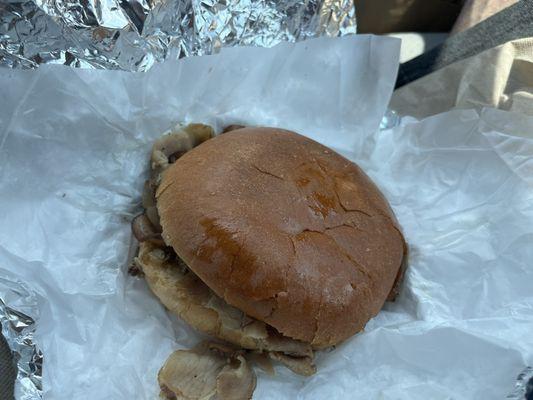 Bbq pork sandwich. $13.