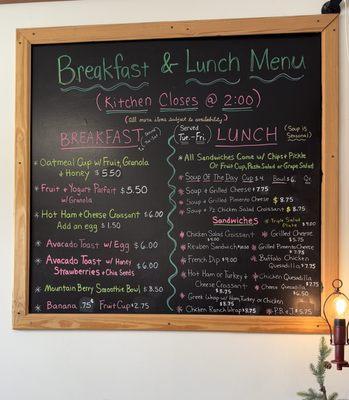 Breakfast & Lunch menu