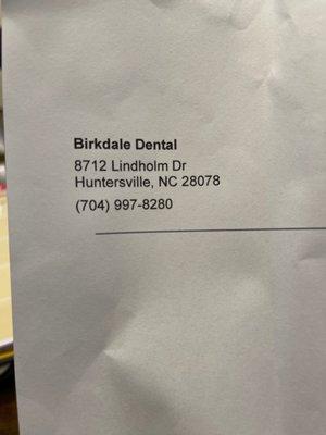 Address to Birkdale Dental