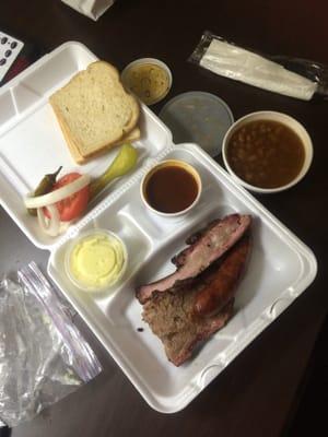 3 meat combo: I got Sausage, brisket, and pork rib. Yum