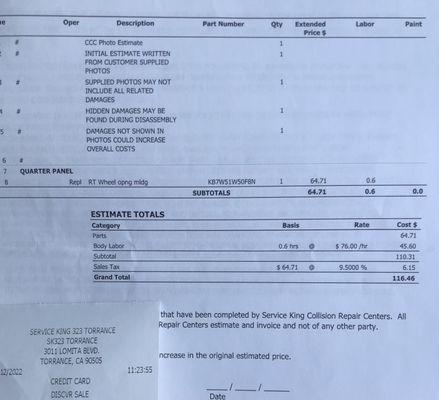 Service King Estimate