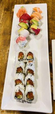 Rainbow Roll Spicy Tuna Roll