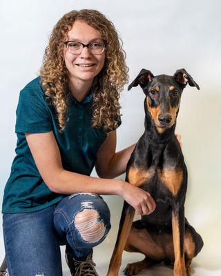 Trainer Faith and her doberman