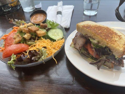 Pick two: Roast Beef Sandwich & Garden Salad with Ancho Chipotle Dressing