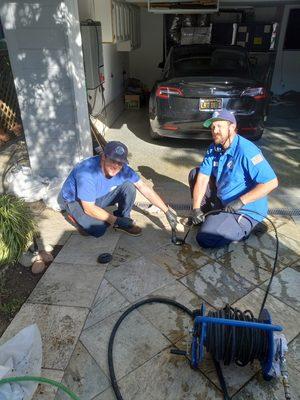 Jetting and prepping for epoxy coating old cast iron drains