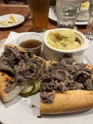 Hot Sliced Roast Beef with Au Jus