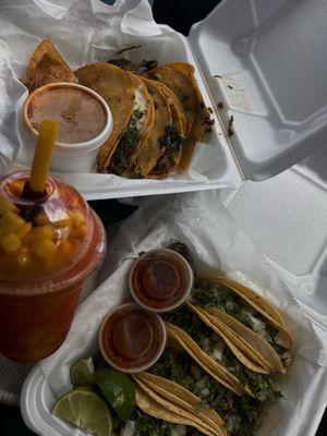 Birria Plate, Mangonada, Carne Asada Tacos