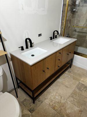 Double sink vanity install