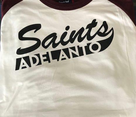 Screenprinting Adelanto. Adelanto Saints project from Hattrix Team Sports and Embroidery serving Adelanto and surrounding area.