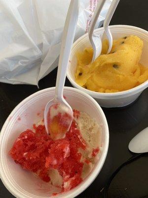 Leche quemada (burnt milk) with tuna (prickly pear) is a Oaxacan tradition. And the passion fruit was amazing!