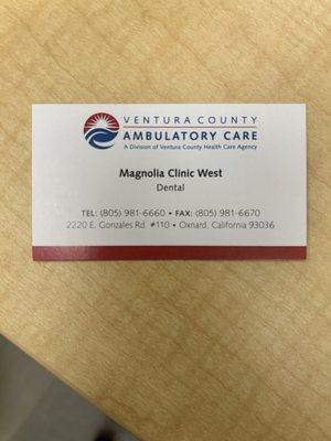 Magnolia Dental Business Card