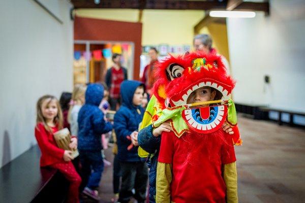 Celebrating the Lunar New Year with a parade.