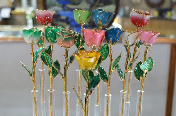 Come see our gorgeous real roses that are trimmed in 24k gold!