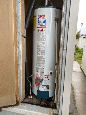 before it was replaced, this water heater was leaking from inside.