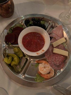 Antipasto platter. Great shrimp