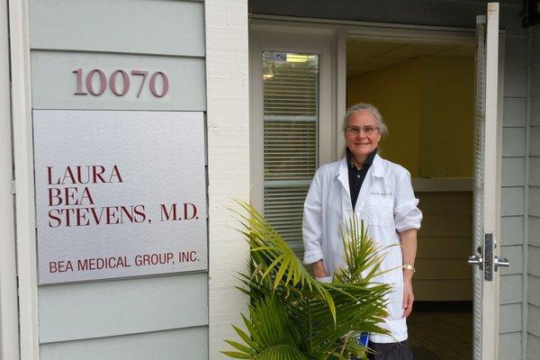 Dr. Laura Stevens outside her new office