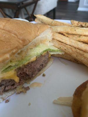 All American burger (med well) & fries