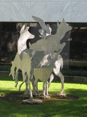 1992. Joe Fay's aluminum sculpture, "Tracinda Meadow Deer".