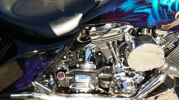 Polished motorcycle chrome.