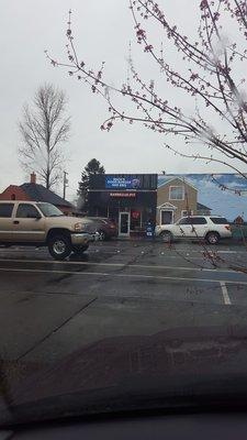 View of the front from the parking lot across the street