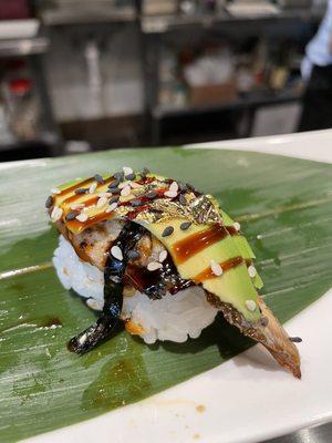 Eel with Gold flakes and Truffle Essence