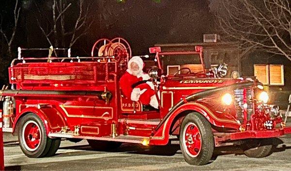 Santa arrived on a fire truck!