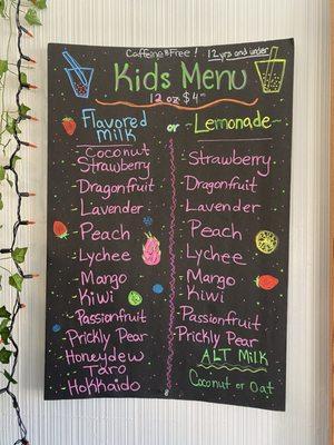 Kids menu