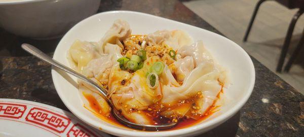 Red chili oil wontons