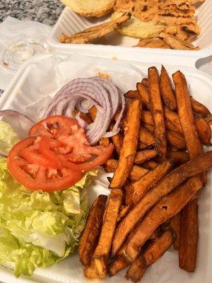 Sweet potato fries tasted like dark oil that hasn't been changed!