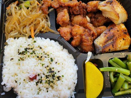 Butterfish and mochiko chicken bento, $8.95