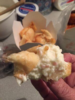 Overstuffed crab rangoons.  NOT greasy at all.,