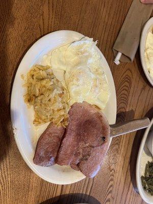 Country ham and eggs