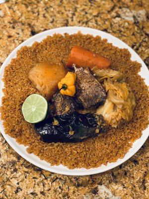 Red Thieboujeun (rice, fish and vegetables)