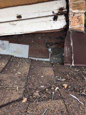 Underneath siding which was done less than 10 years ago and constant water intrusion.