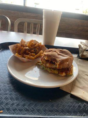 Buffalo chicken sandwich with avocado