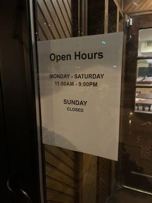 Chinatown new open hours