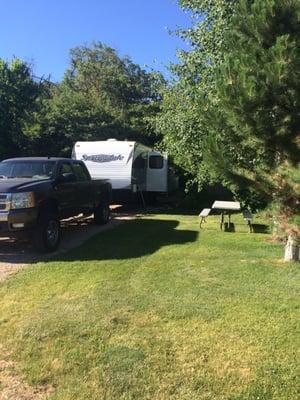 Our awesome shaded campsite