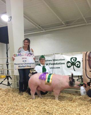 Res. Champion 4-H hog. Congratulations Kaylee