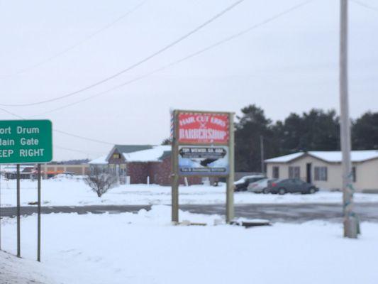 Just south of the Fort drum gate look for our sign with the eagle.