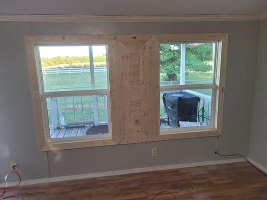 The rough finish of the trim we at Between Hard Times put in, as well the exceptional window install we did.