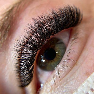 Volume lash extensions up close