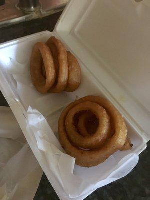 Onion rings -- I would pass on these.