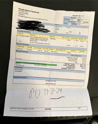 This is receipt from Private Sector