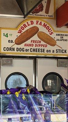 Closeup of corn dog menu option