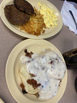 Sausage and eggs with bacon gravy Biscuits - 1 Biscuit