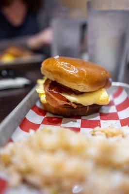 Breakfast sandwich w/ Tater Tot Hash Browns