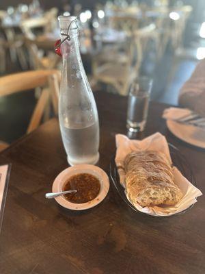 Bread with olive oil and herbs and spices