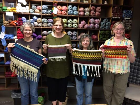 Four happy krokbragd weavers after their class.