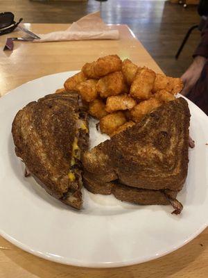 Patty melt and tots