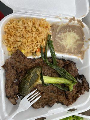 Carne asada plate comes with salad and tortillas